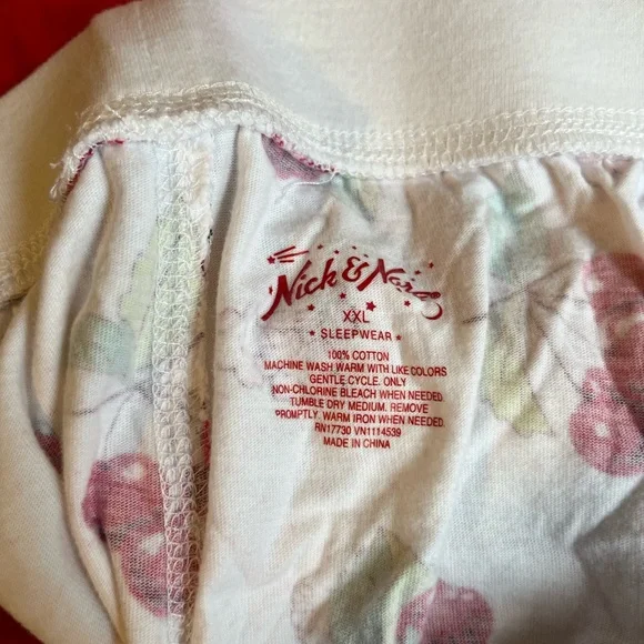NWOT Nick & Nora Cherry Print Pajama Set - Red and White - Picture 3 of 8